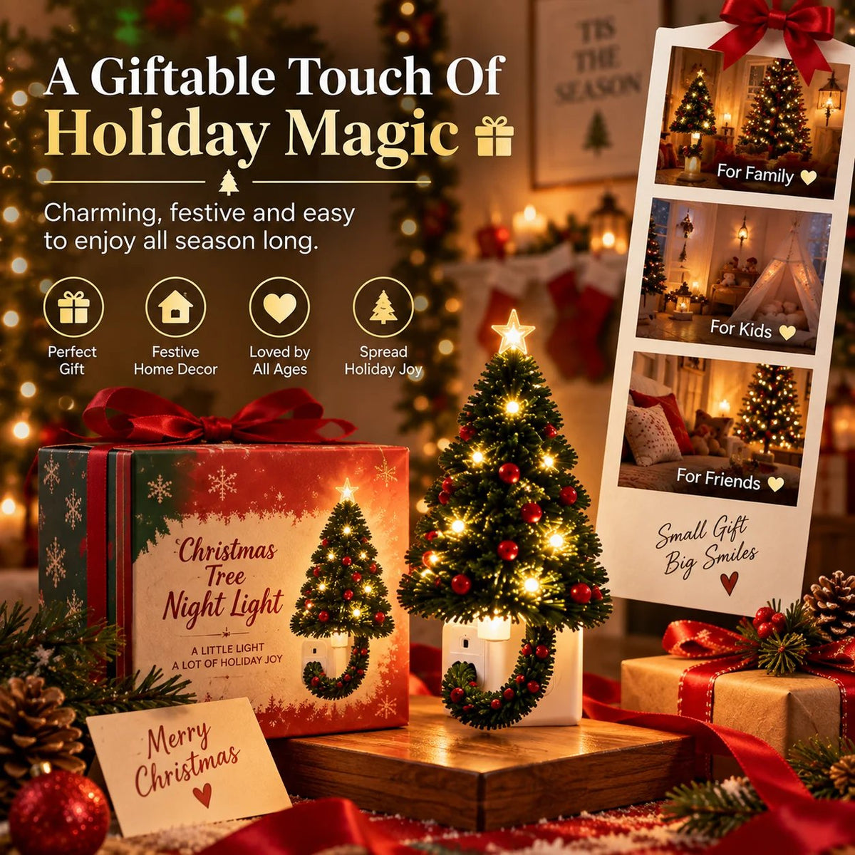 ๐ Christmas Tree Plug-In Projector Night Light โ Instant Holiday Magic for Walls & Ceilings