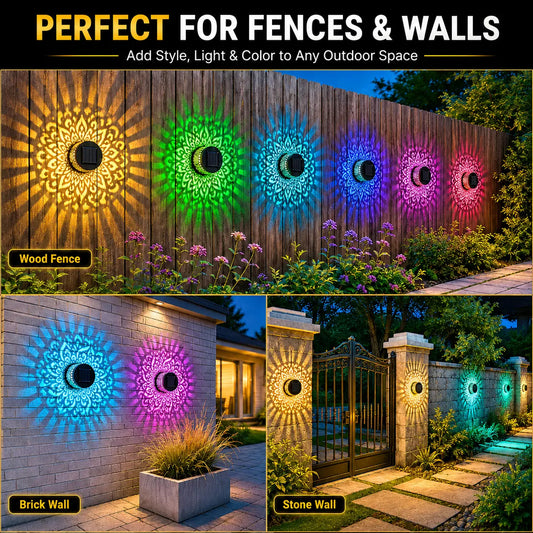 65K+ SOLD!✨Solar Mandala Wall Light | Outdoor Garden Fence Projector Lamp 🪐🌌