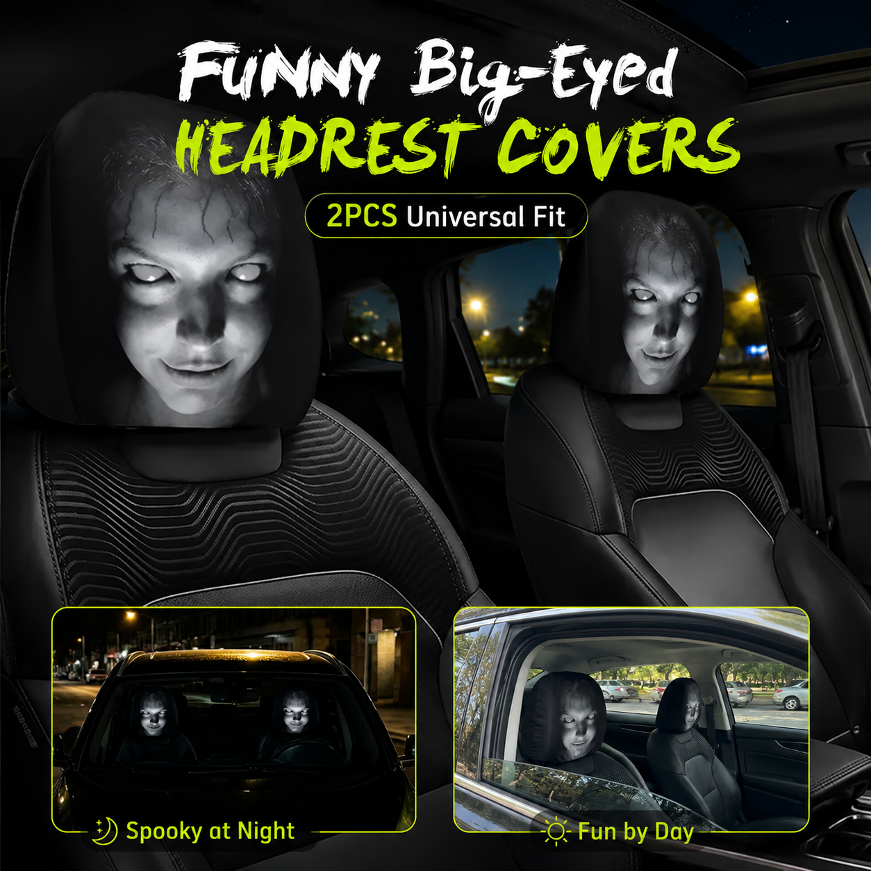 Halloween Hot Sale😆 Funny Cartoon Car Headrest Covers