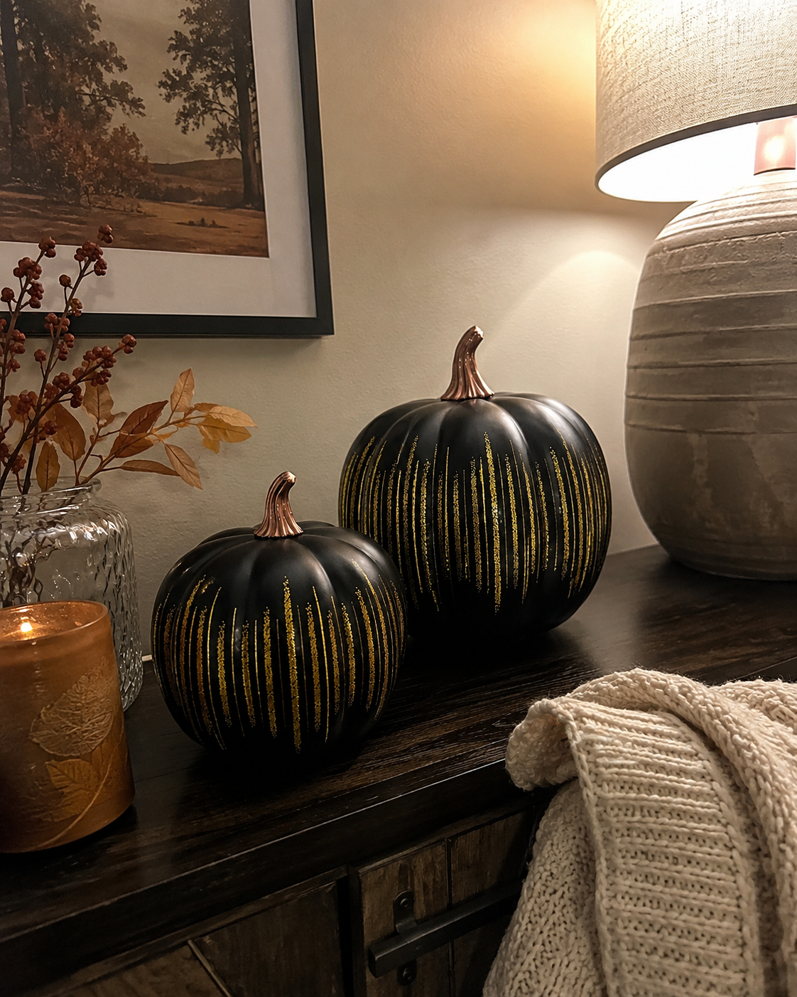 🔥New Arrival❤️ Lighted Starry Night Glass Pumpkin Set