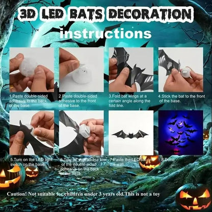🦇Turn Your Home Into a Halloween Experience-🦇3D Bat Light Design LED Decorations