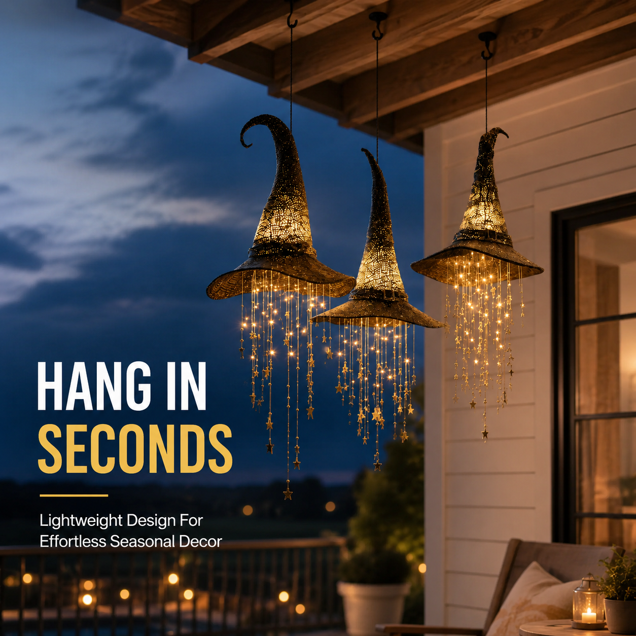 🍂 Lighted Witch Hat Hanging Chime Where Halloween Magic Meets Enchanted Glow