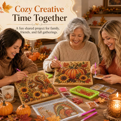 🍂🦊 Premium 3D Pearl Autumn Wall Art Kit | Luxury Fall Canvas with Scratch-Resistant Non-Fading Pearl Beads DIY Seasonal Decor ✨