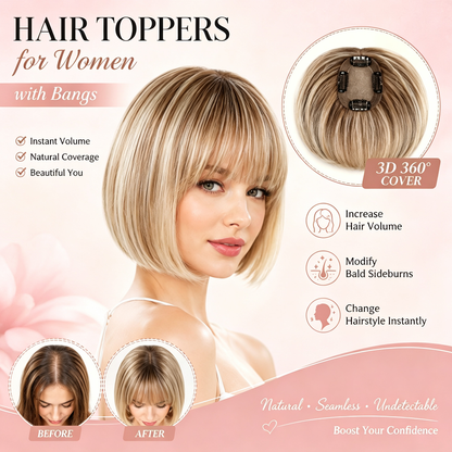 3D Clip-In Bangs Hair Topper for Women – Natural-Looking Volume & Coverage