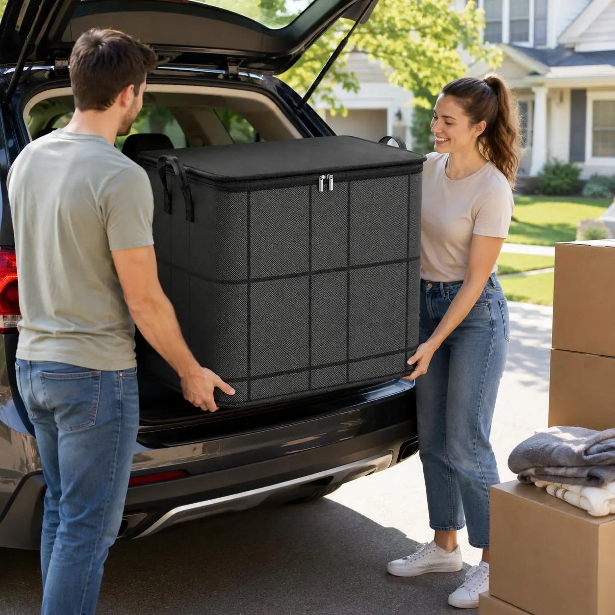 📦 Spacious Zippered Storage Bin – Large Capacity Bag for Quilts, Blankets & Sweaters, Perfect for Moving Day & Closet Organization