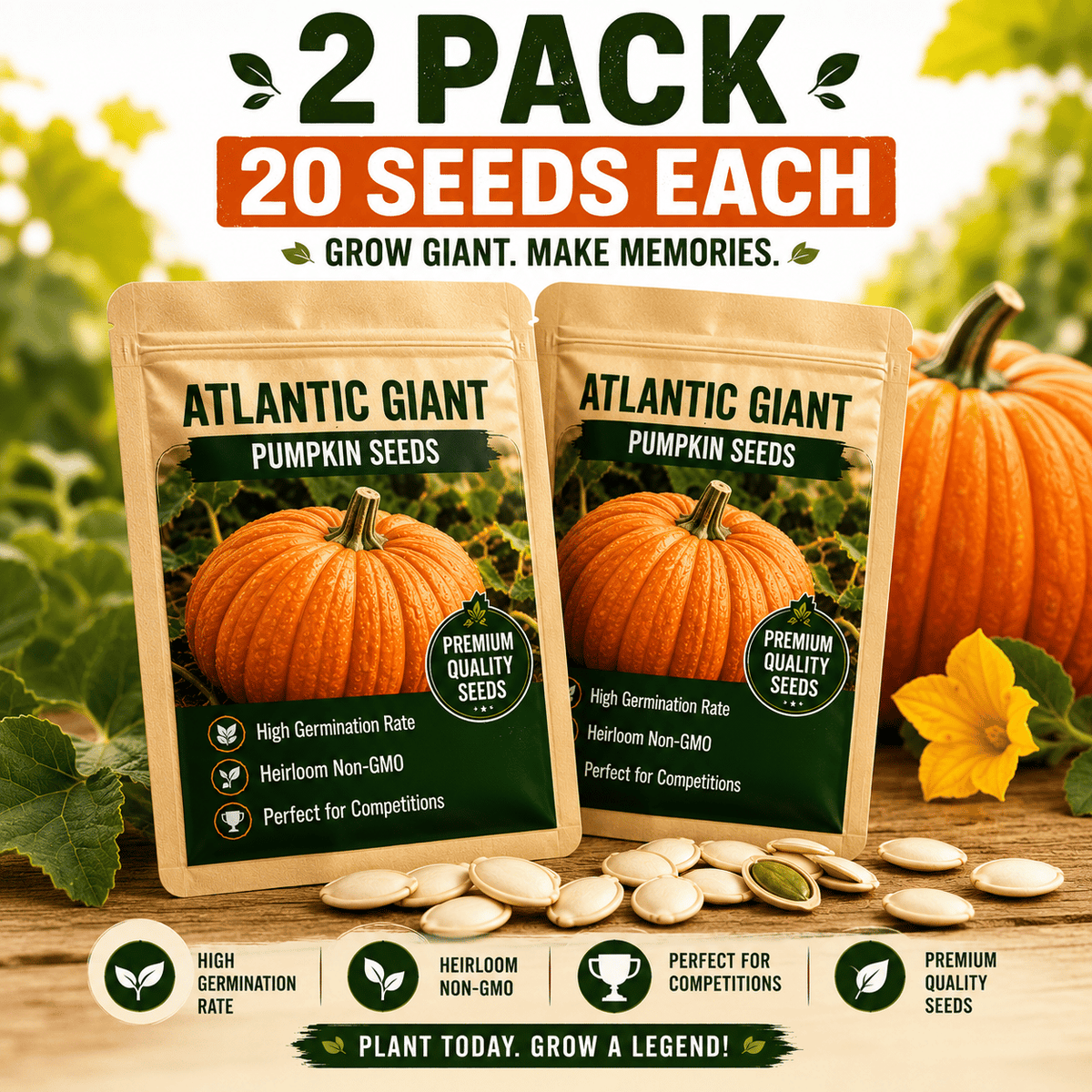 🎃 Grow Your Own Giant Pumpkins – Atlantic Giant Heirloom Seeds
