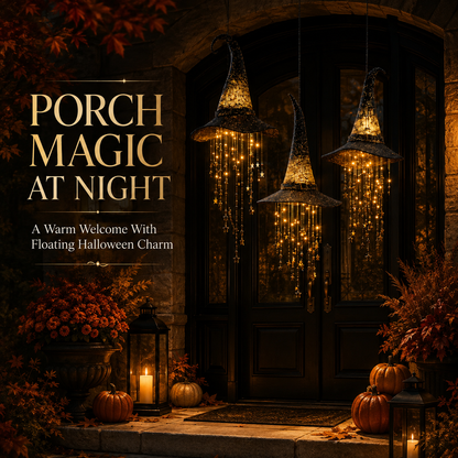 🍂 Lighted Witch Hat Hanging Chime Where Halloween Magic Meets Enchanted Glow