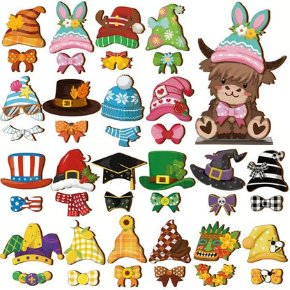 🐾 Interchangeable Seasonal Animal Wooden Decor Set