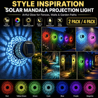 65K+ SOLD!✨Solar Mandala Wall Light | Outdoor Garden Fence Projector Lamp 🪐🌌