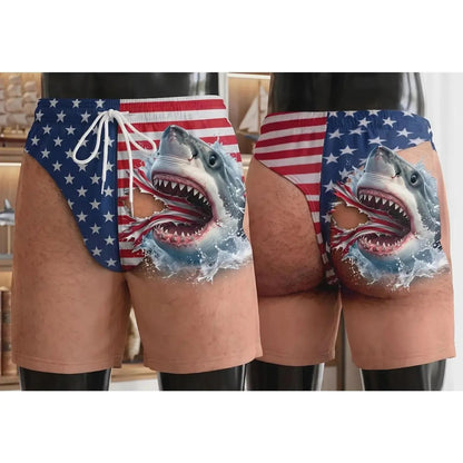 Funny American Flag Swim Trunks for Men – Unique Summer Gift for Beach Lovers