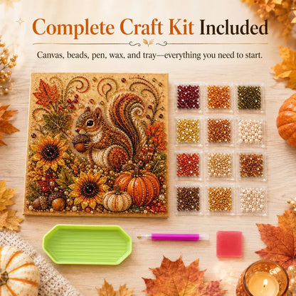 🍂🦊 Premium 3D Pearl Autumn Wall Art Kit | Luxury Fall Canvas with Scratch-Resistant Non-Fading Pearl Beads DIY Seasonal Decor ✨