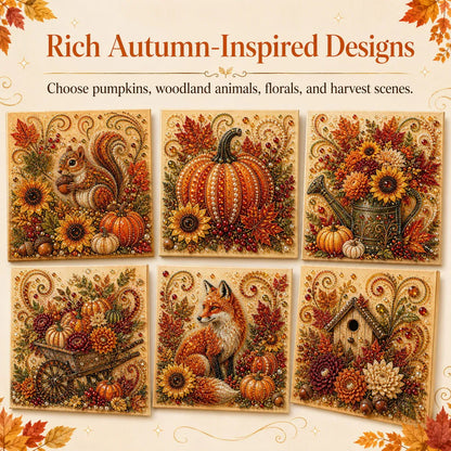 🍂🦊 Premium 3D Pearl Autumn Wall Art Kit | Luxury Fall Canvas with Scratch-Resistant Non-Fading Pearl Beads DIY Seasonal Decor ✨