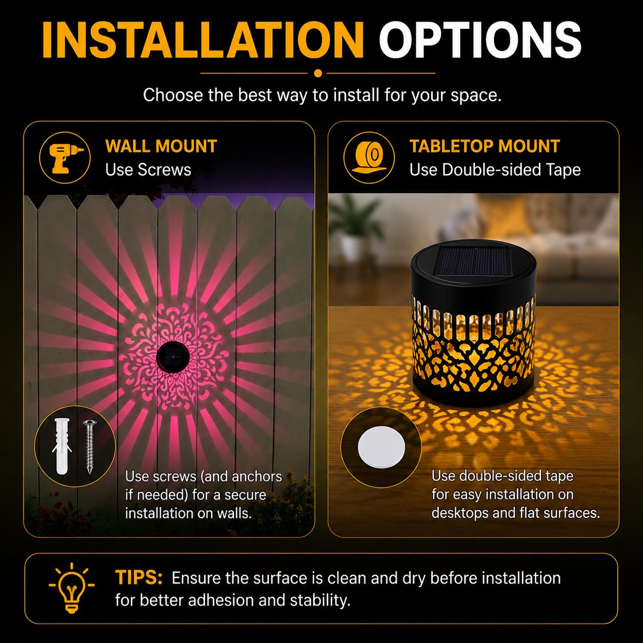 65K+ SOLD!✨Solar Mandala Wall Light | Outdoor Garden Fence Projector Lamp 🪐🌌