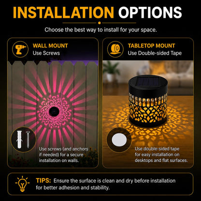 65K+ SOLD!✨Solar Mandala Wall Light | Outdoor Garden Fence Projector Lamp 🪐🌌