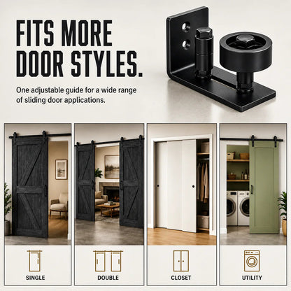 8-in-1 Adjustable Barn Door Floor Guide – Wall-Mount Stay Roller for Smooth, Stable Sliding