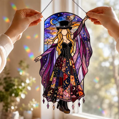 💥 LAST DAY 57% OFF - 💃 Stevie Nicks 🤘 Handmade Stained Glass Spinning Suncatcher