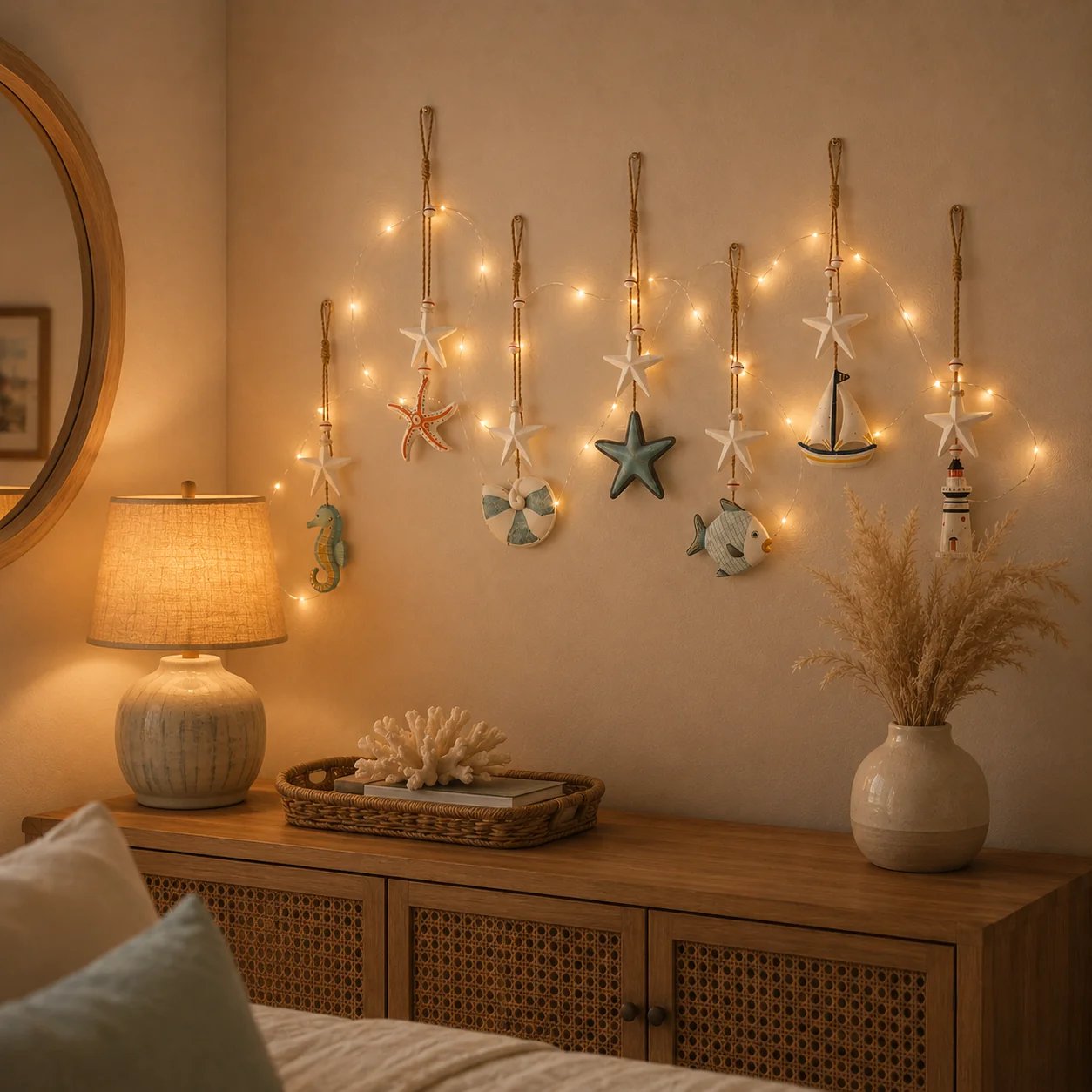 🌊✨ Wandbehänge „Seaside Glow“ – 7er-Set 🏡💙 Holen Sie sich den ruhigen Charme der Küste in Ihr Zuhause 🌴🐚