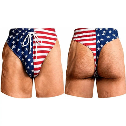 Funny American Flag Swim Trunks for Men – Unique Summer Gift for Beach Lovers