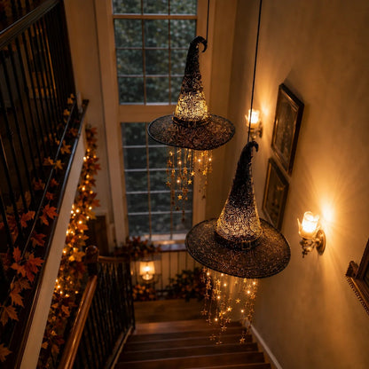 🍂 Lighted Witch Hat Hanging Chime Where Halloween Magic Meets Enchanted Glow