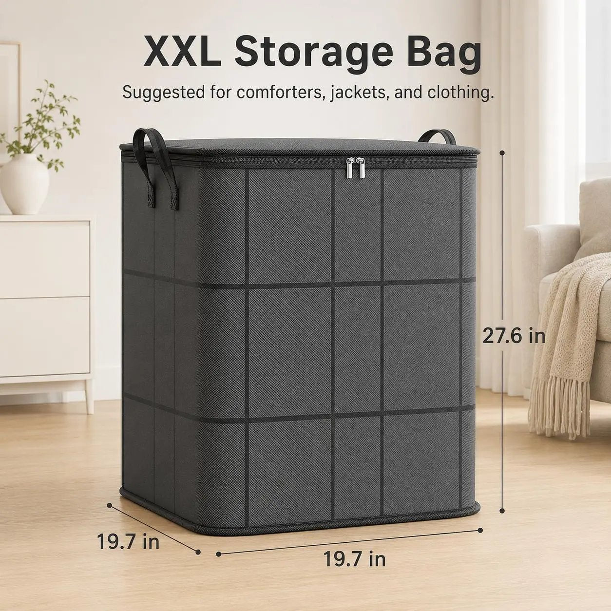 📦 Spacious Zippered Storage Bin – Large Capacity Bag for Quilts, Blankets & Sweaters, Perfect for Moving Day & Closet Organization