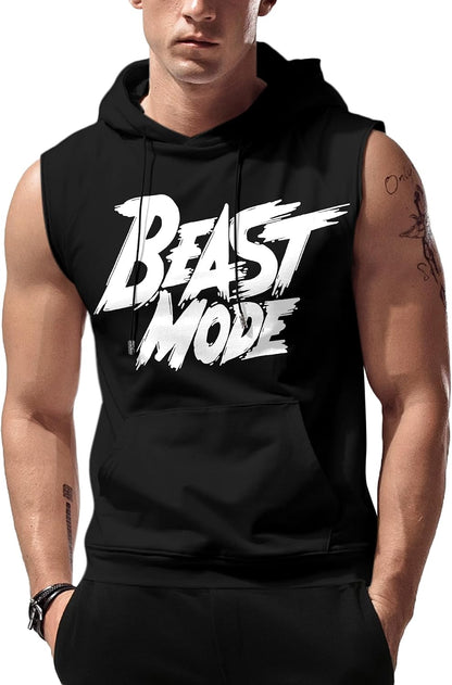 Men’s Sleeveless Workout Hoodie Tank Top – Gym Bodybuilding Cut Off Hoodie