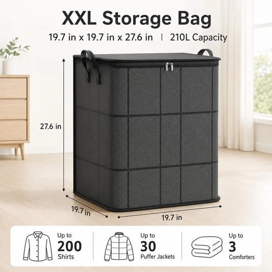 📦 Spacious Zippered Storage Bin – Large Capacity Bag for Quilts, Blankets & Sweaters, Perfect for Moving Day & Closet Organization