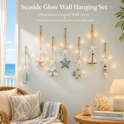 🌊✨ Wandbehänge „Seaside Glow“ – 7er-Set 🏡💙 Holen Sie sich den ruhigen Charme der Küste in Ihr Zuhause 🌴🐚