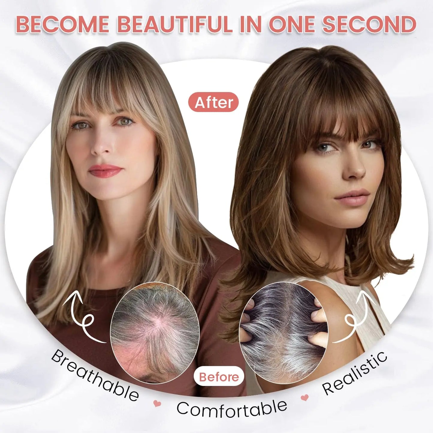 3D Clip-In Bangs Hair Topper for Women – Natural-Looking Volume & Coverage