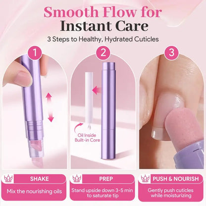 Ceramic Cuticle Oil Pusher Pen, 3.5ml Nourishing Essential Oil for Dry & Damaged Nails