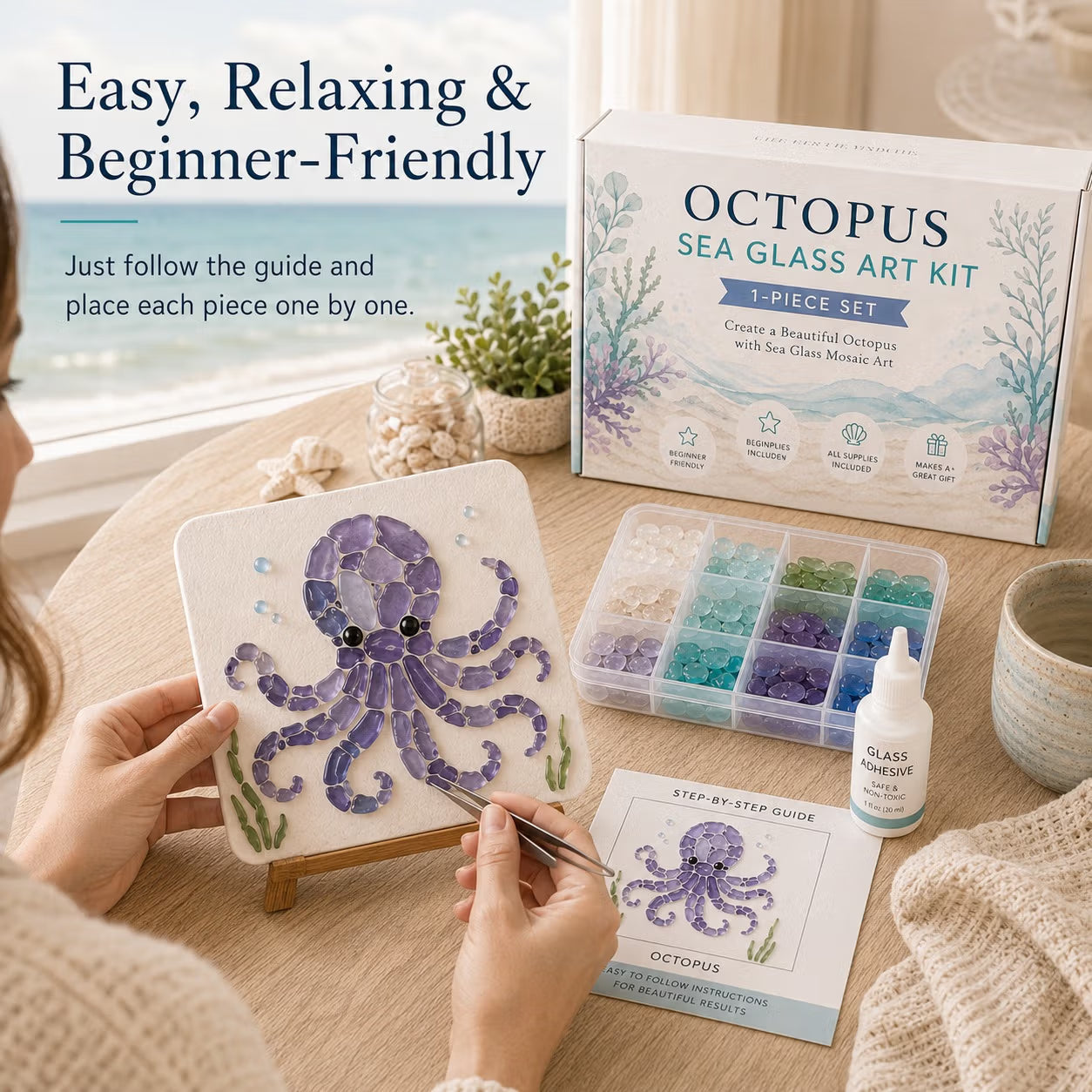 🔥Last Day 50% OFF - 🌊 DIY Sea Glass Mosaic Art Kit – Create Beautiful Ocean-Inspired Artwork with Colorful Glass Pieces, Coastal Home Decor & Creative Handmade Gift