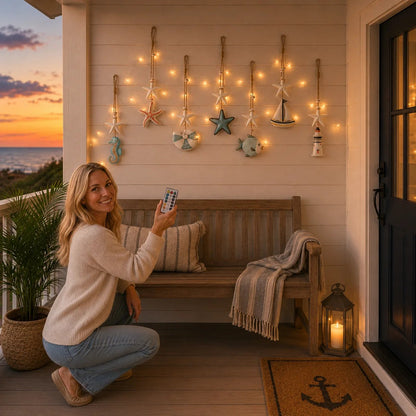 🌊✨ Wandbehänge „Seaside Glow“ – 7er-Set 🏡💙 Holen Sie sich den ruhigen Charme der Küste in Ihr Zuhause 🌴🐚