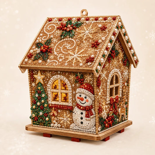 🔥HOT SALE 49% OFF🎄Christmas Pearl Cottage Art Kit | Pre-Cut Wooden Panels, Sparkling Rhinestones, Pearl Beads & Complete Tools for a 3D Holiday House ✨