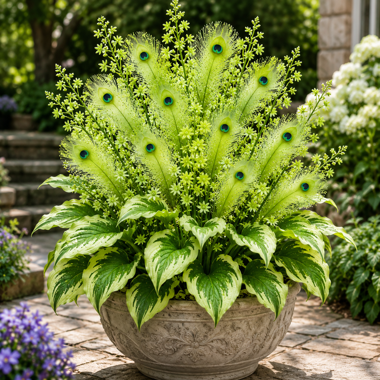 🏠🤗Peacock Flame Hosta Bulbs – 🌸Rare Colorful Garden Flower for Stunning Summer Blooms