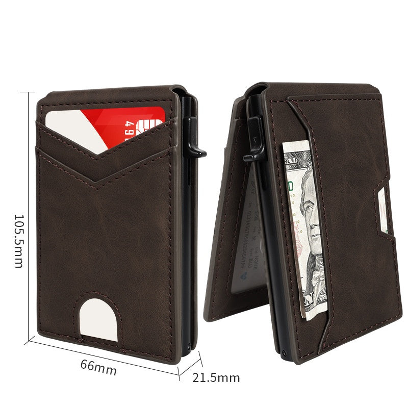 Slim RFID Wallet for Men – Pop-Up Card Holder with Money Clip & Dual ID Windows