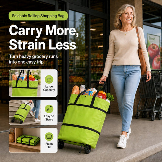 ✨🛒 Large-capacity folding push-pull shopping bag - The perfect choice for large-scale shopping trips