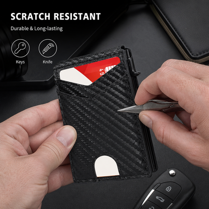 Slim RFID Wallet for Men – Pop-Up Card Holder with Money Clip & Dual ID Windows