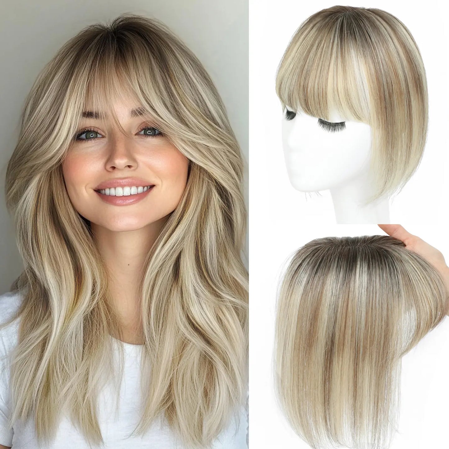 3D Clip-In Bangs Hair Topper for Women – Natural-Looking Volume & Coverage