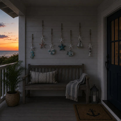 🌊✨ Wandbehänge „Seaside Glow“ – 7er-Set 🏡💙 Holen Sie sich den ruhigen Charme der Küste in Ihr Zuhause 🌴🐚
