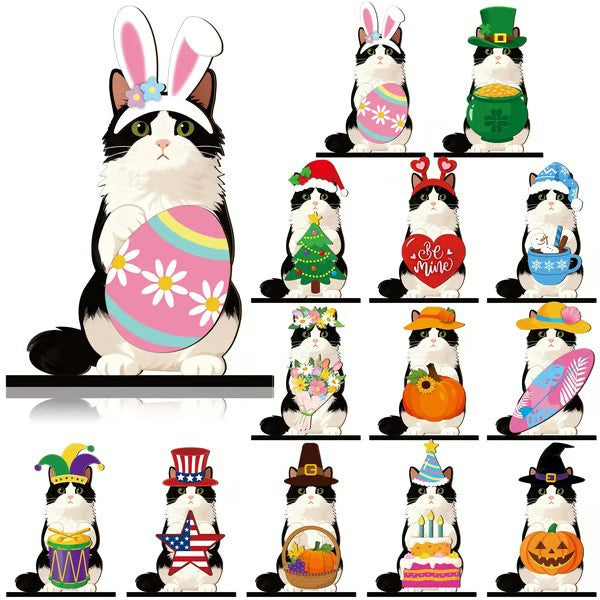 🐾 Interchangeable Seasonal Animal Wooden Decor Set
