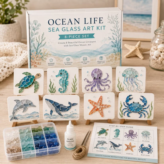 🔥Last Day 50% OFF - 🌊 DIY Sea Glass Mosaic Art Kit – Create Beautiful Ocean-Inspired Artwork with Colorful Glass Pieces, Coastal Home Decor & Creative Handmade Gift
