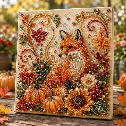 🍂🦊 Premium 3D Pearl Autumn Wall Art Kit | Luxury Fall Canvas with Scratch-Resistant Non-Fading Pearl Beads DIY Seasonal Decor ✨