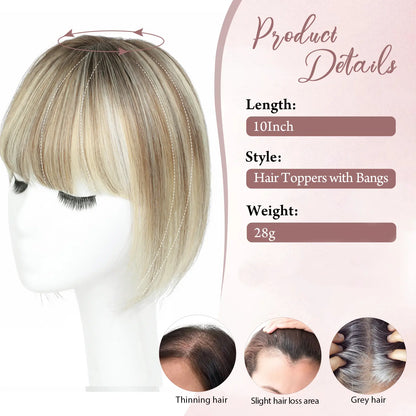 3D Clip-In Bangs Hair Topper for Women – Natural-Looking Volume & Coverage
