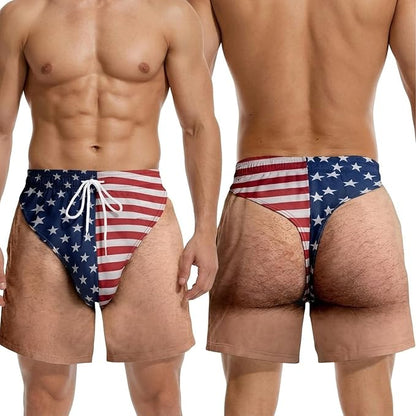 Funny American Flag Swim Trunks for Men – Unique Summer Gift for Beach Lovers