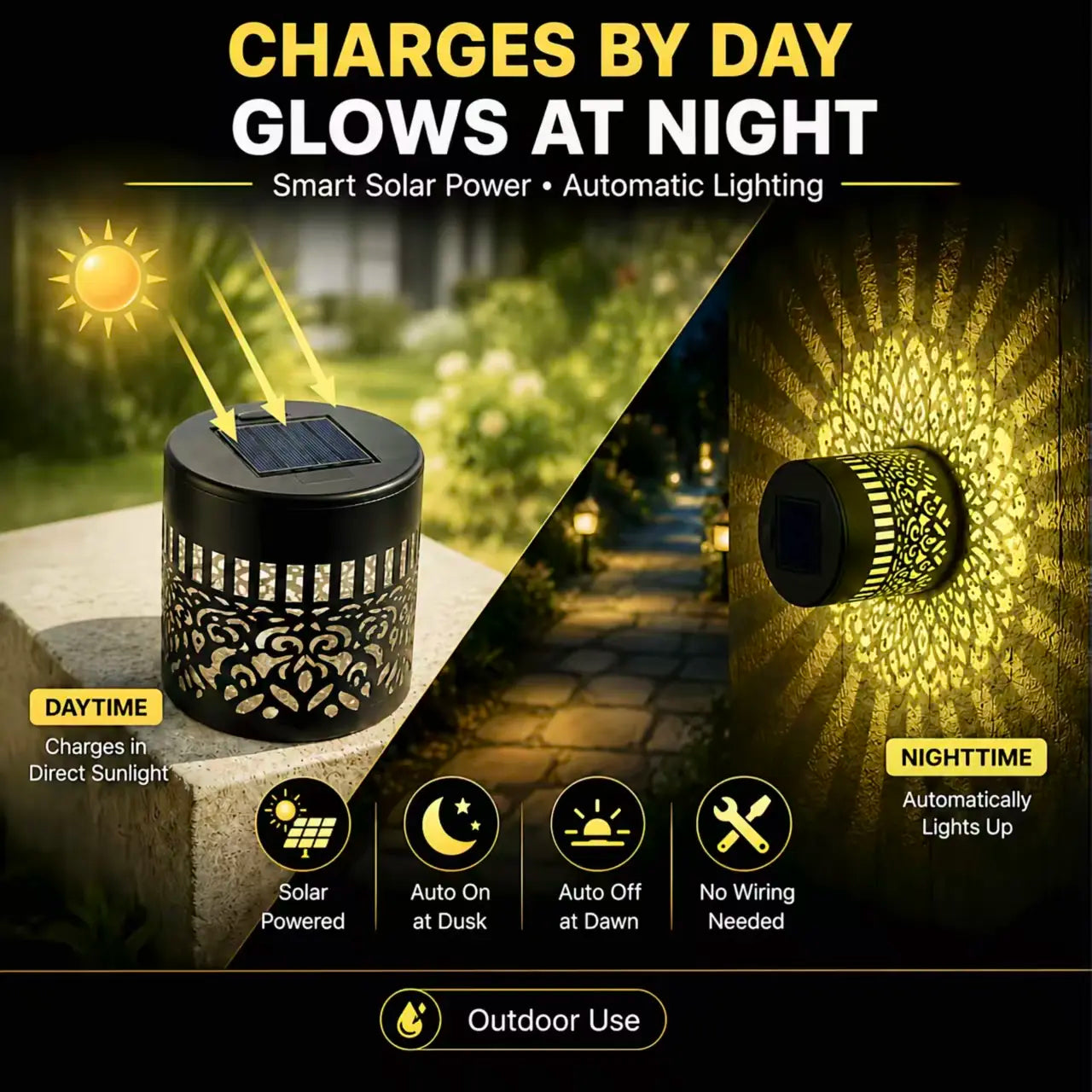 65K+ SOLD!✨Solar Mandala Wall Light | Outdoor Garden Fence Projector Lamp 🪐🌌