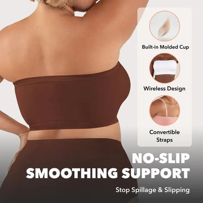 Anti-Slip Grip & Removable Straps✨Convertible Strapless Bandeau Bra with Wireless Comfort👍Suitable for All Body Types