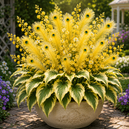 🏠🤗Peacock Flame Hosta Bulbs – 🌸Rare Colorful Garden Flower for Stunning Summer Blooms