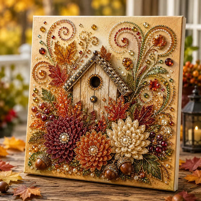🍂🦊 Premium 3D Pearl Autumn Wall Art Kit | Luxury Fall Canvas with Scratch-Resistant Non-Fading Pearl Beads DIY Seasonal Decor ✨
