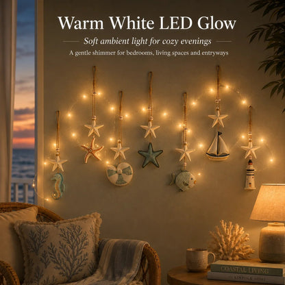 🌊✨ Wandbehänge „Seaside Glow“ – 7er-Set 🏡💙 Holen Sie sich den ruhigen Charme der Küste in Ihr Zuhause 🌴🐚