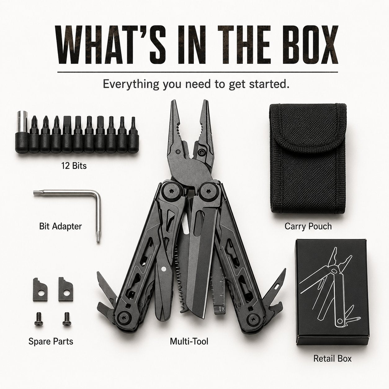 🏕️16‐in‐1 Multi‐Tool Pliers with Full‐Size Folding Scissors