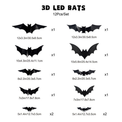 🦇Turn Your Home Into a Halloween Experience-🦇3D Bat Light Design LED Decorations